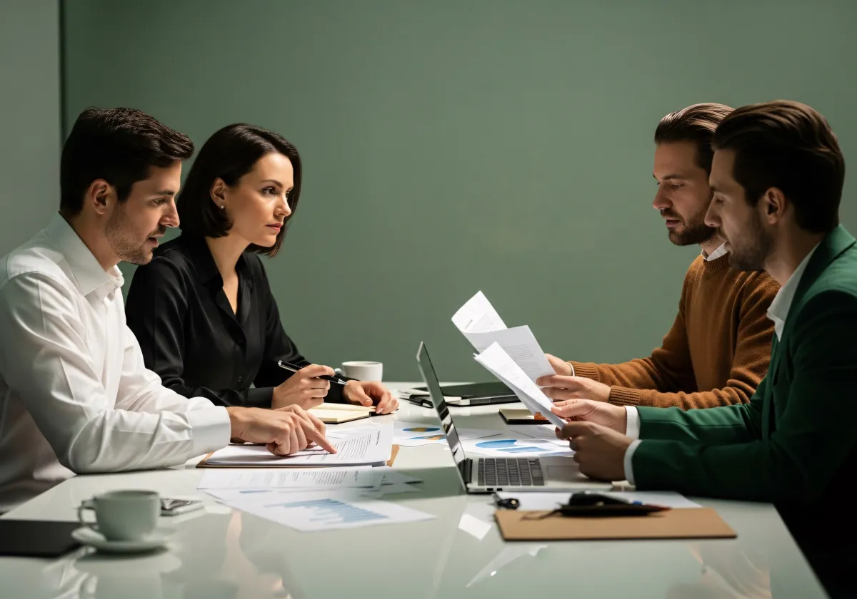 Consulente finanziario in ufficio con cliente